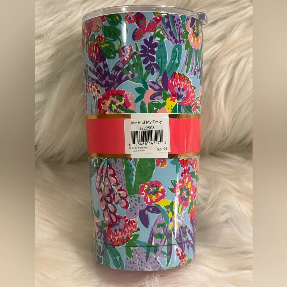 Lilly Pulitzer Me And My Zesty Floral Double Wall Stainless Steel Tumbler 20 oz